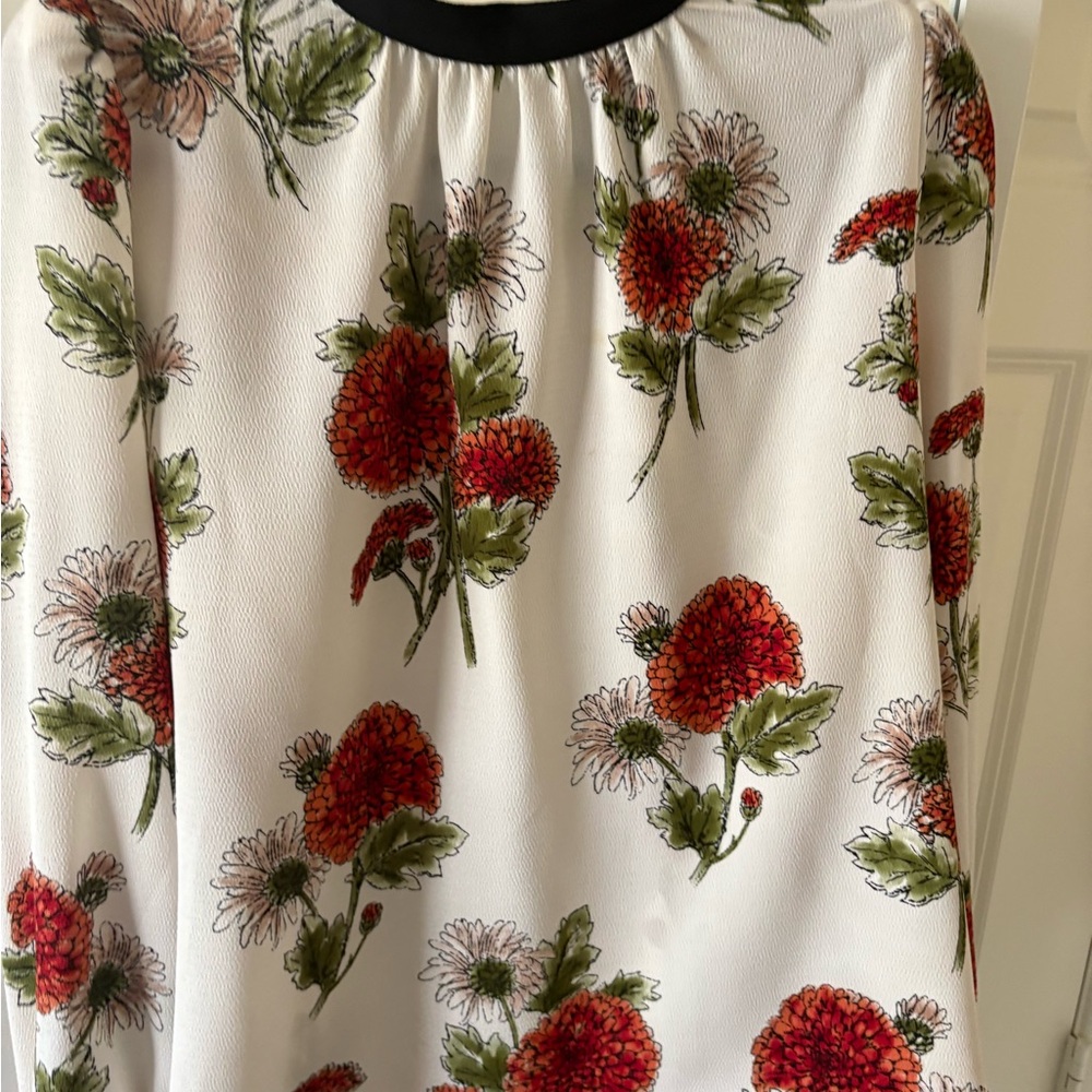 Zara Floral Blouse with Black Trim